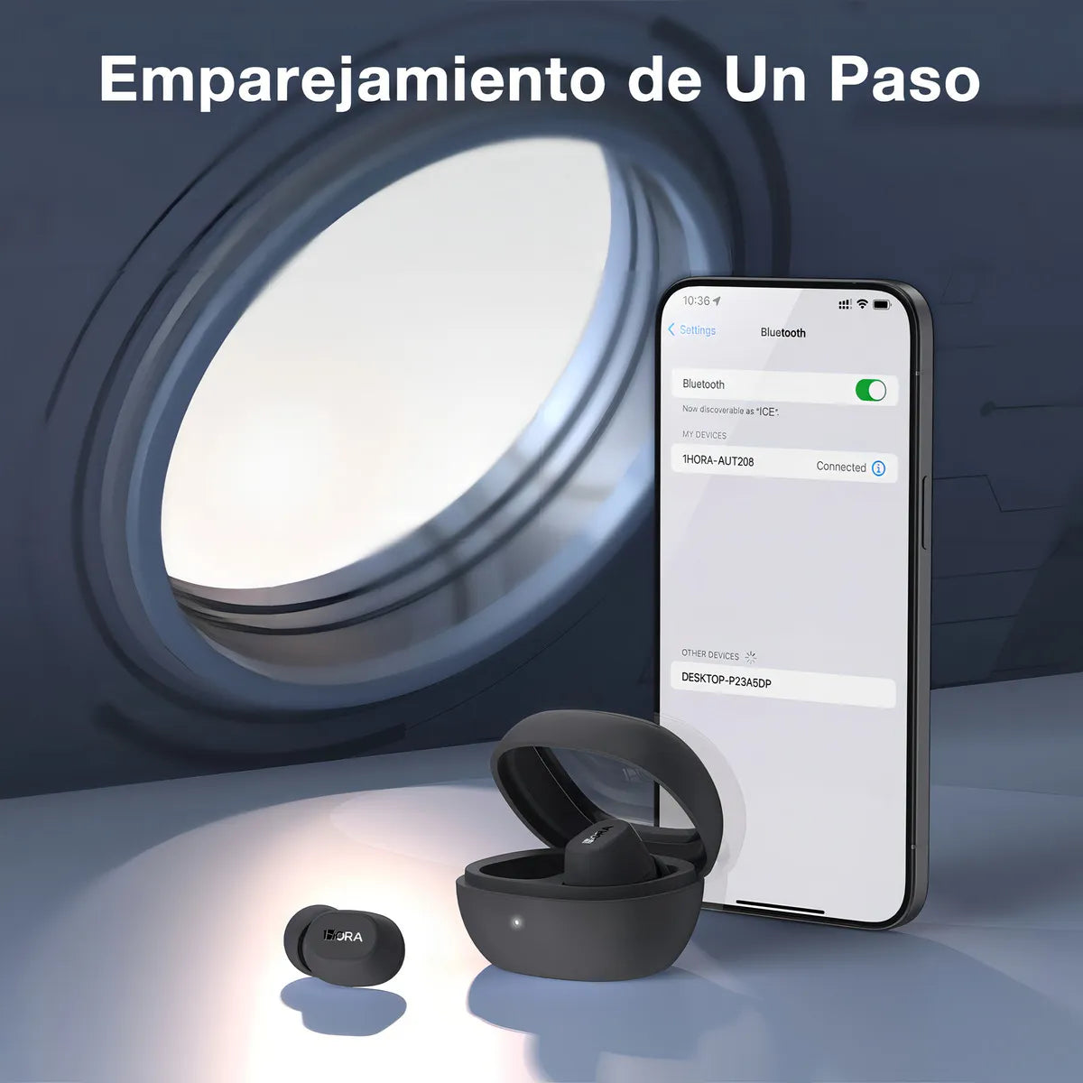 Audifonos Bluetooth Inalambricos 1Hora In-Ear Manos Libre Buds AUT208N Bluetooth 5.3 Para Celulares Color Negro