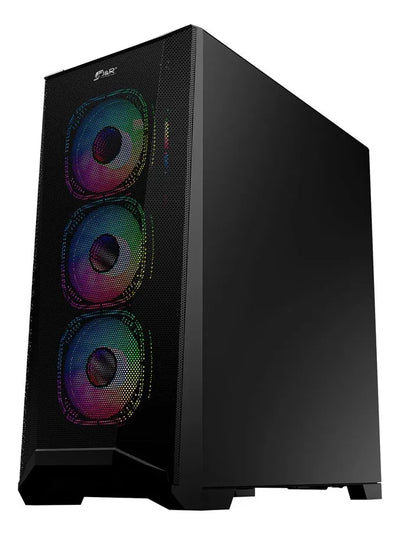 Chasis Gamerjx121 Dark Steel E-atx + 6fans Argb Negro