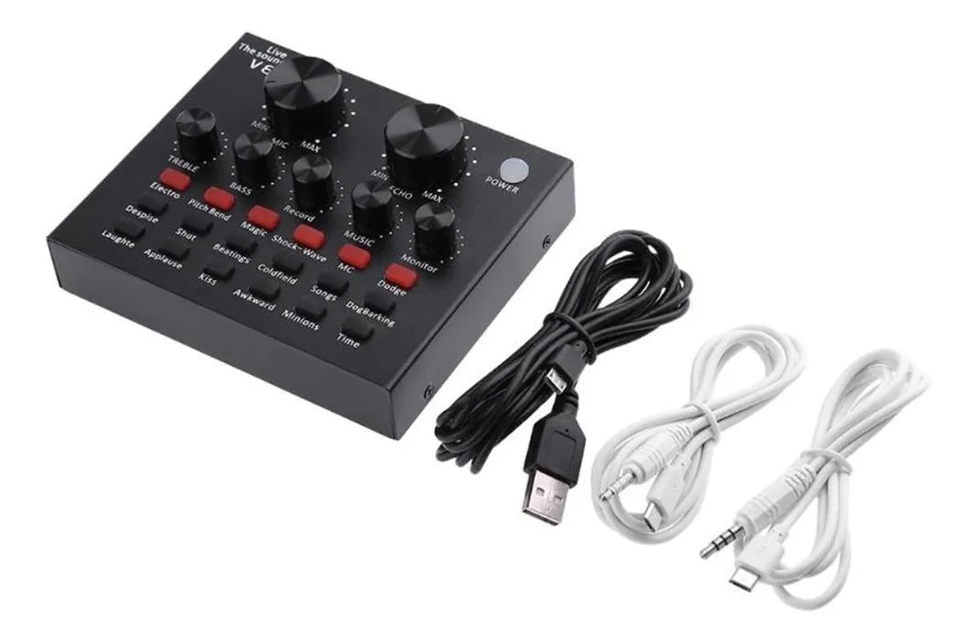 Mini Mezclador Audio En Vivo, Tarjeta De Sonido Externa Usb