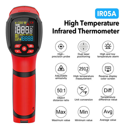 Termómetro Infrarrojo Hasta 1600c Con Sonda Termopar