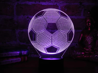 Lámpara De Noche 3d Led Balón Fútbol Regalo Holograma Negra