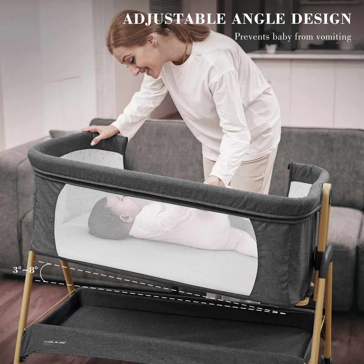Angelbliss Moiss Para Beb, Cuna Fcil De Plegar Con Colchn