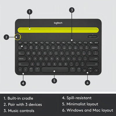 Teclado Logitech QWERTY inglés US color negro