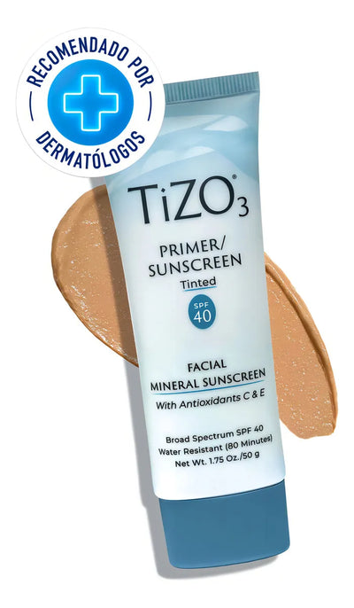 TIZO 3 Protector Solar Facial Mineral con Color SPF 40 Tinted – Acabado Matte para Pieles Grasas y Sensibles, 50gr