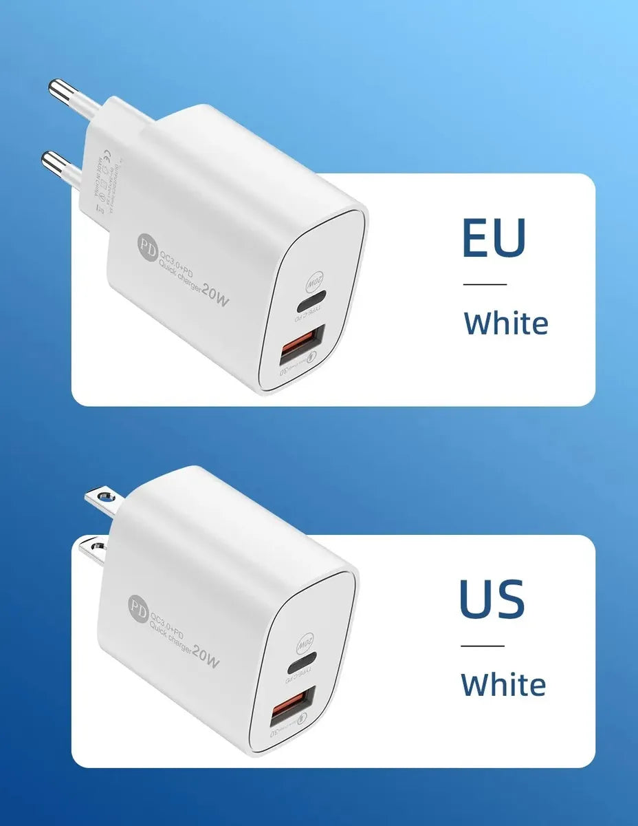 Cargador Rápido Usb Tipo C Teléfono Blanco