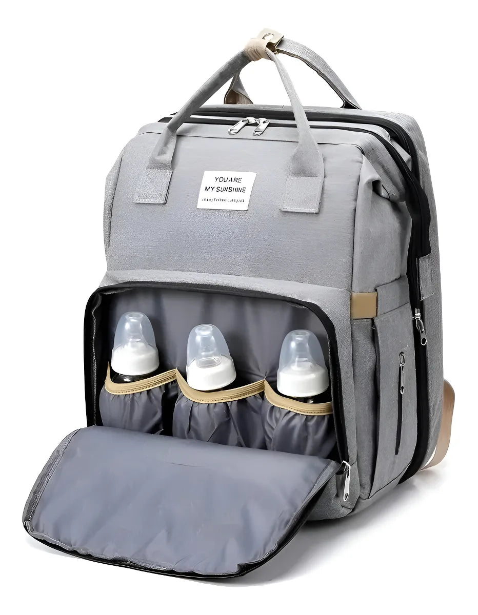 Mochila Pañalera Cuna Impermeable Multifunción Bebé Viaje Color Negro
