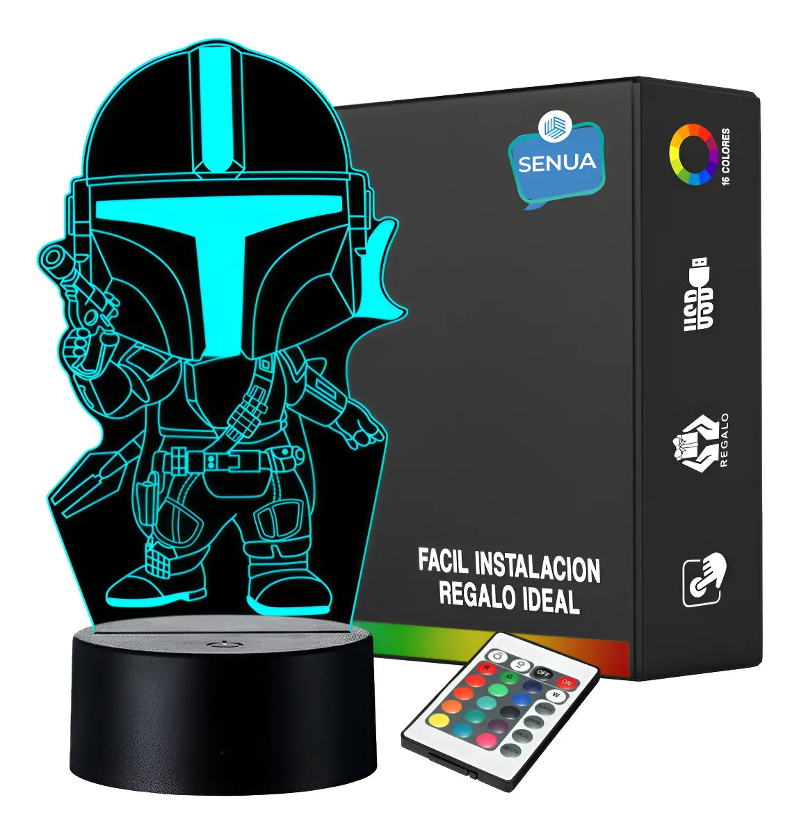 Lámpara De Noche Led The Mandalorian Decoración Regalo Negra