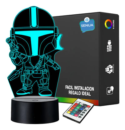 Lámpara De Noche Led The Mandalorian Decoración Regalo Negra