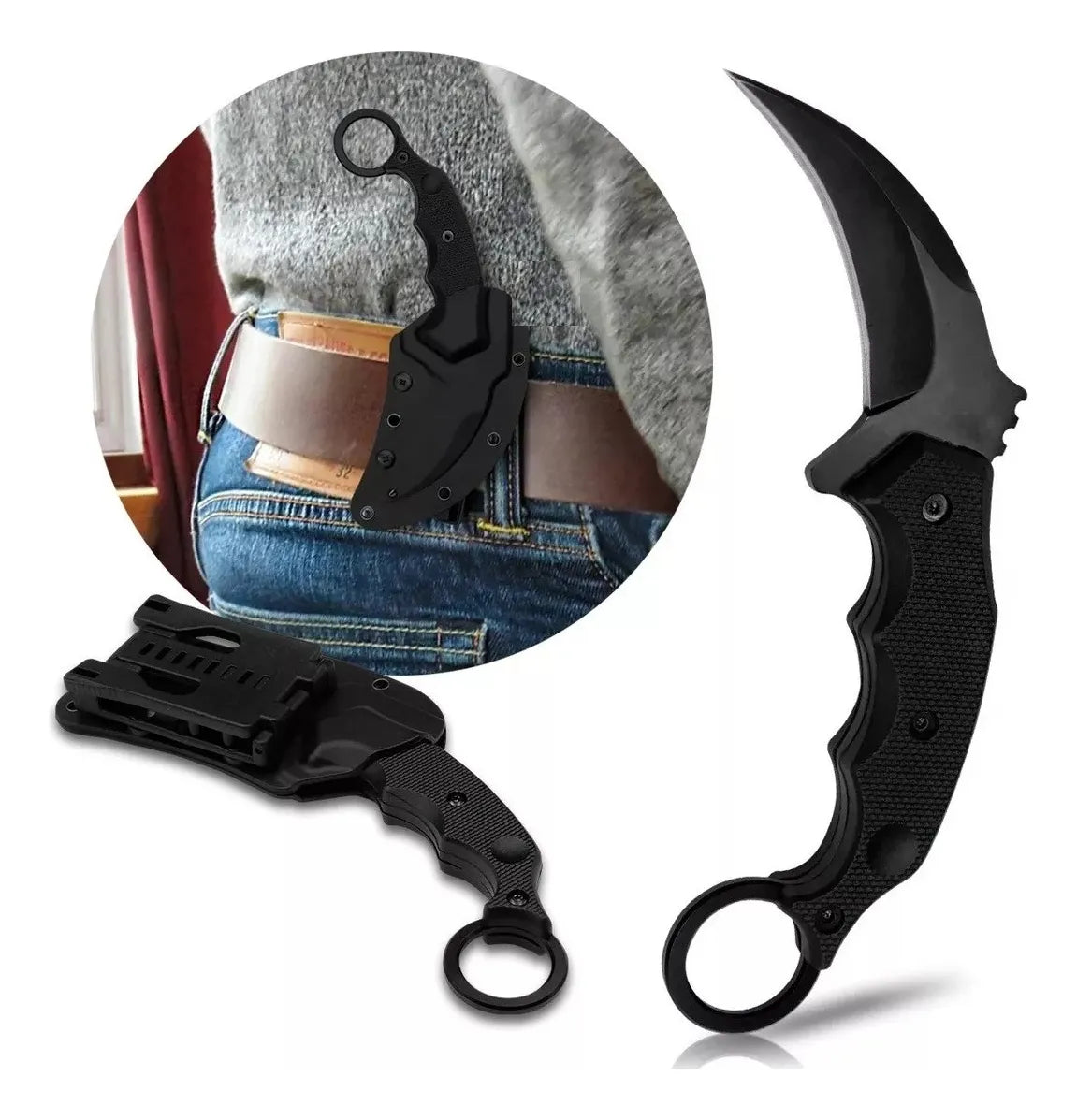 Cuchillo Puñal Garra De Tigre Karambit Airsoft Paintball Negro