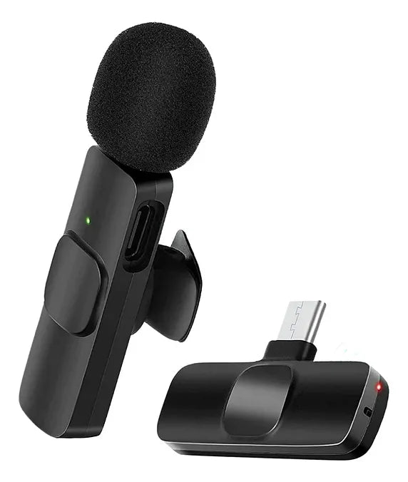 Micrófono Lavalier Inalámbrico Reducción De Ruido Tipo C Color Negro