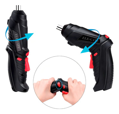 Destornillador Eléctrico Taladro Inalámbrico Recargable Color Negro