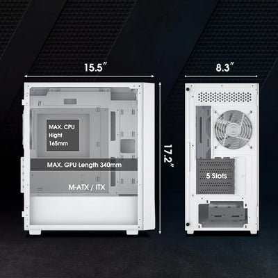 Vetroo M05 Micro Atx Caja De Pc Para Computadora Con Puerta White