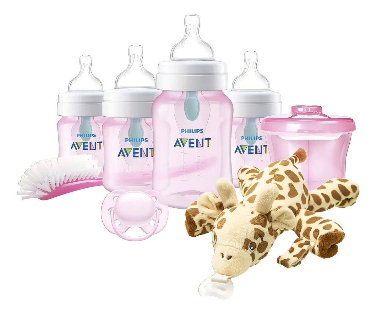Set De Biberónes Anti-cólico Philips Avent C/peluche Rosa