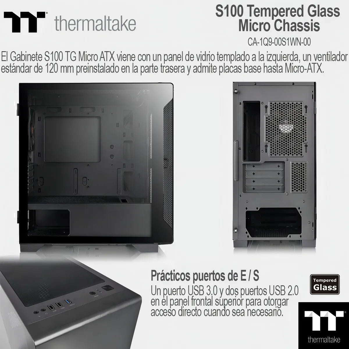 Gabinete para computadora de escritorio Thermaltake S100 CA-1Q9-00S1WN-00 CA-1Q9-00S1WN-00 negro