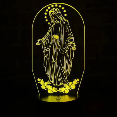 Lámpara Led Virgen Milagrosa Holograma Decoración Regalo Negra