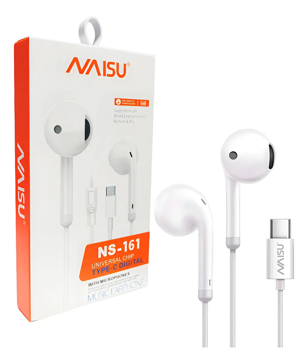 Auriculares Manos Libres Con Cable Tipo C Y Llamadas - Naisu Color Blanco