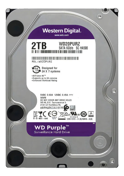 Disco duro interno Western Digital WD Purple WD20PURZ 2TB púrpura