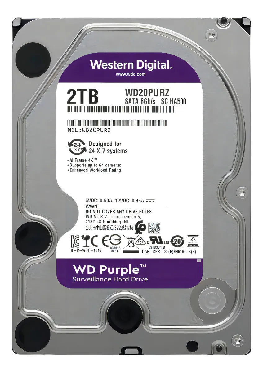 Disco duro interno Western Digital WD Purple WD20PURZ 2TB púrpura