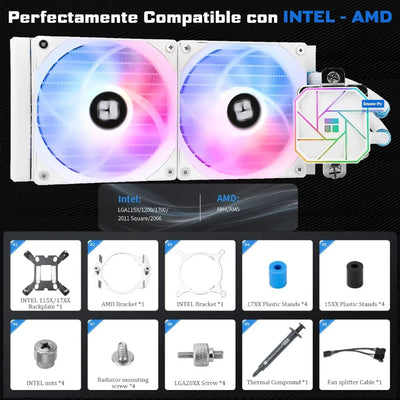 Refrigeracion Liquida Ta 240 Mm Argb Lga 1700 Am5 Am4 Blanca