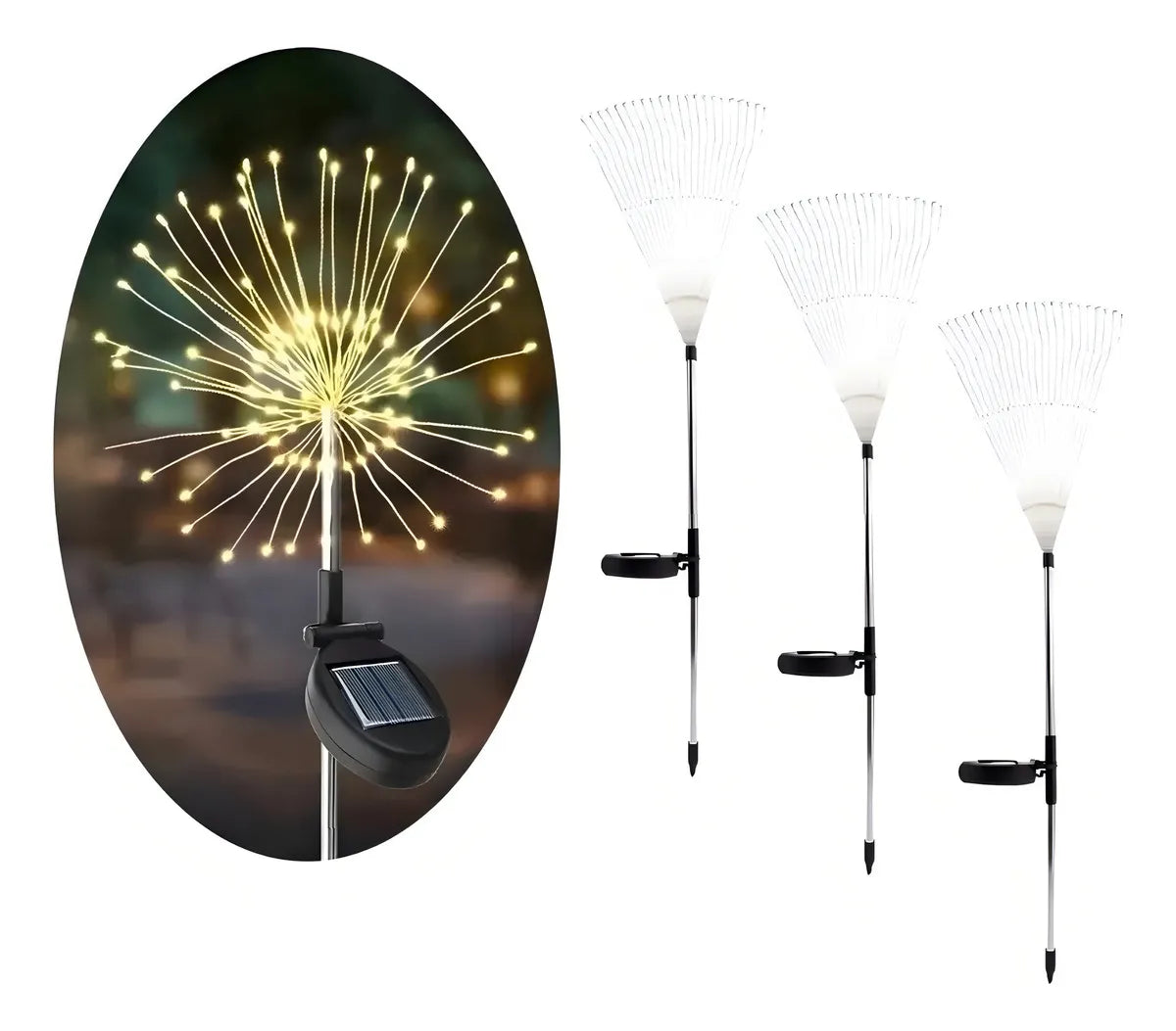 Luz Solar Navidad 3 Unidades Amarillo Hadas Fuego Artificial Luces Navidad Luces Led Navidad Solar Luces Solares Decoraciones Navideñas Qatar Shop Luz Adornos Navideños