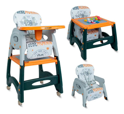 Silla Comedor Bebe 3 En 1 Comedor Escritorio Niños Color Blanco/Azul Niño