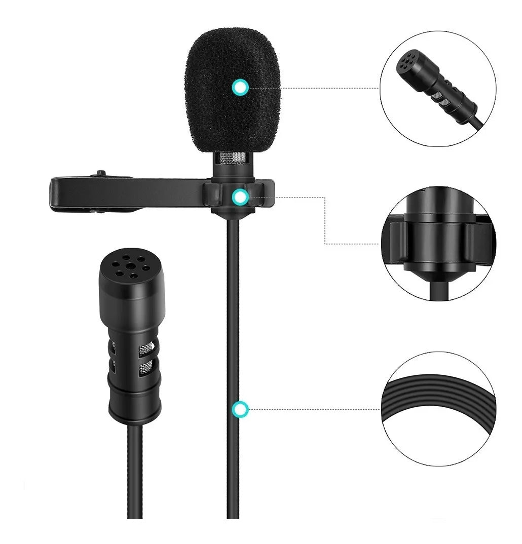Micrófono Condensador Profesional Solapa Lavalier Yanmai Color Negro