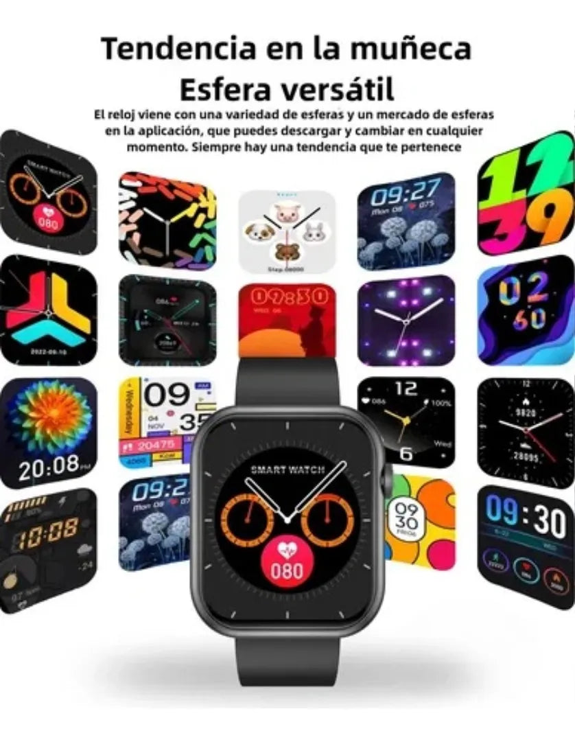 Smartwatch Ultra Display De 1.99 Con Correa De Gel Silicona Negro Negro