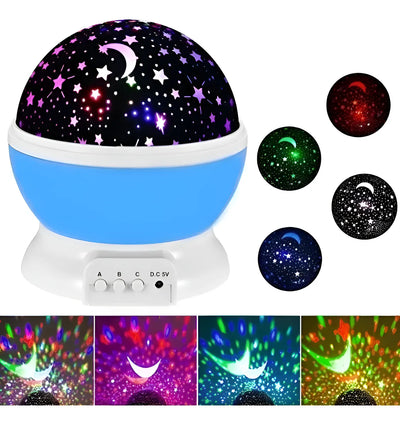 Lampara Proyector Giratorio Estrellas Luz Regalo Niños Bebé Violeta
