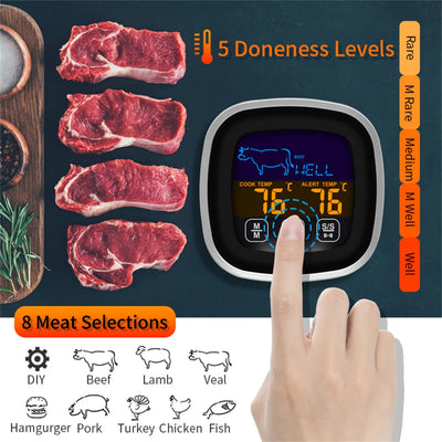 Termómetro Digital Carne Pantalla Táctil Lcd, Temporizador