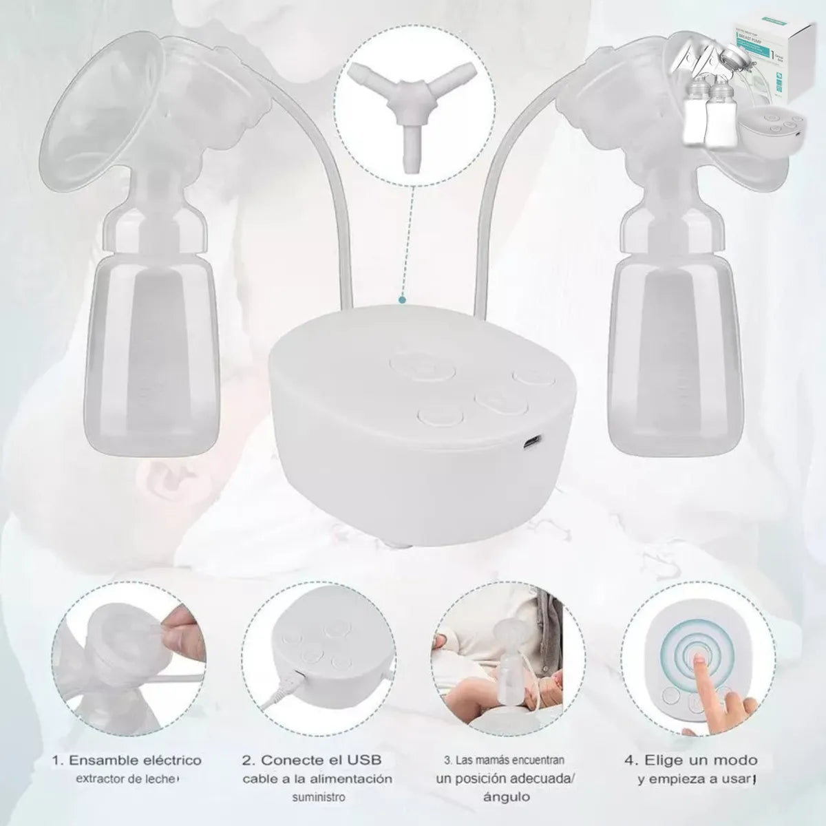 Extractor Doble Portatil Leche Materna Automatico Electrico