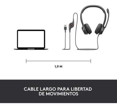 Logitech H390, Diadema Usb / Mic Sin Ruido Y Controles Cable Negro