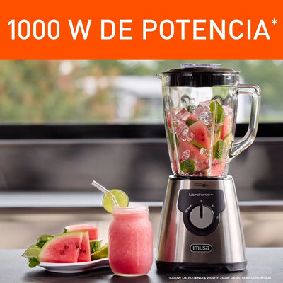 Licuadora Imusa Ultraforce + 2v Vaso De Vidrio 2.2l Color Plateado