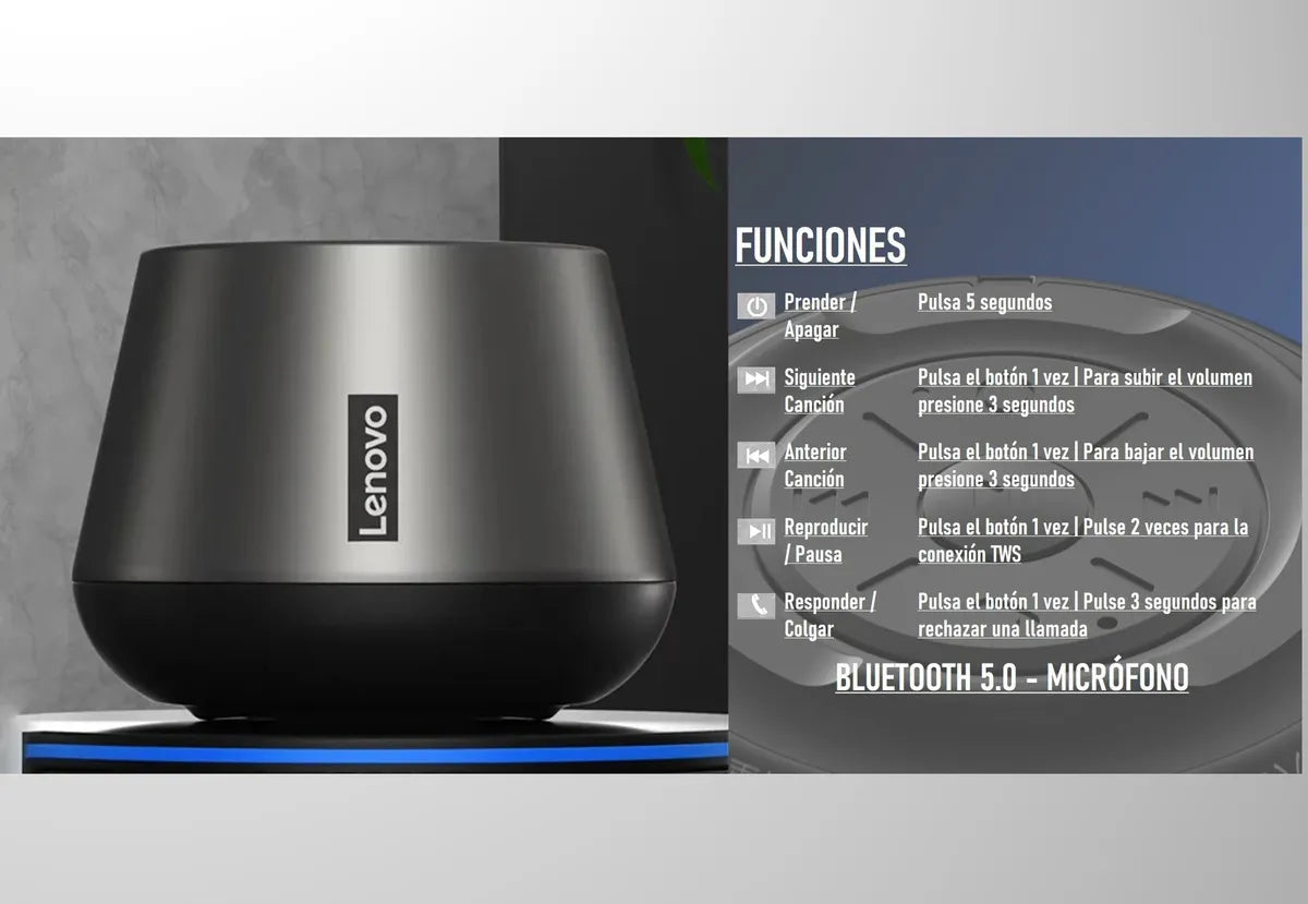 Bocina Lenovo K3 Pro Think Plus Portátil Bluetooth 5.0