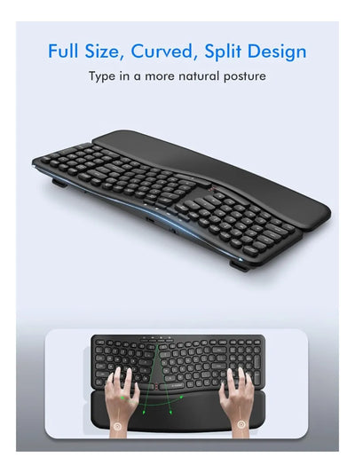 Teclado Inalambrico Ergonomico E-yooso K757 Con Reposamuñeca Negro
