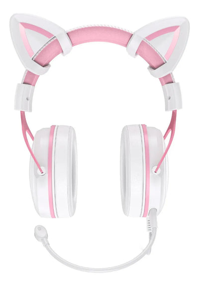 Audifonos Gamer Onikuma X10 Orejas Blancos Con Rosado Rgb Color Blanco