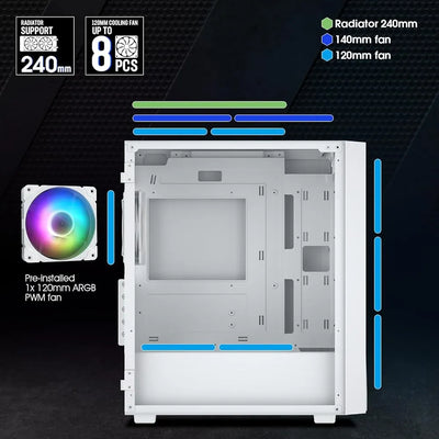 Vetroo M05 Micro Atx Caja De Pc Para Computadora Con Puerta White