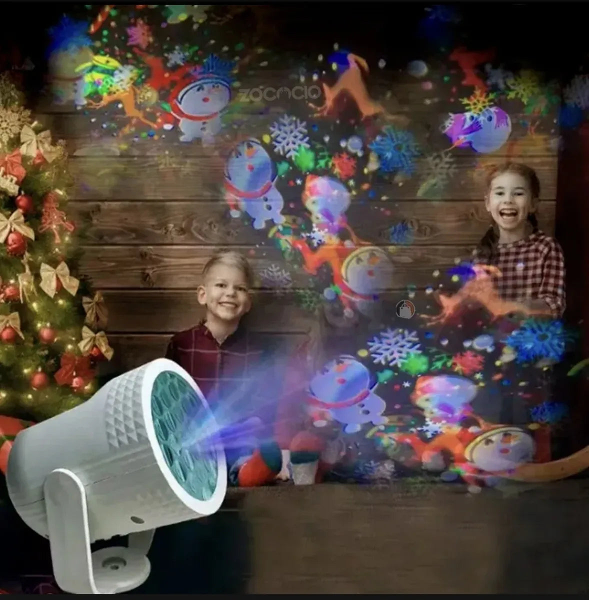 Proyector Led Navidad Figuras Giratorio Multicolor Exterior