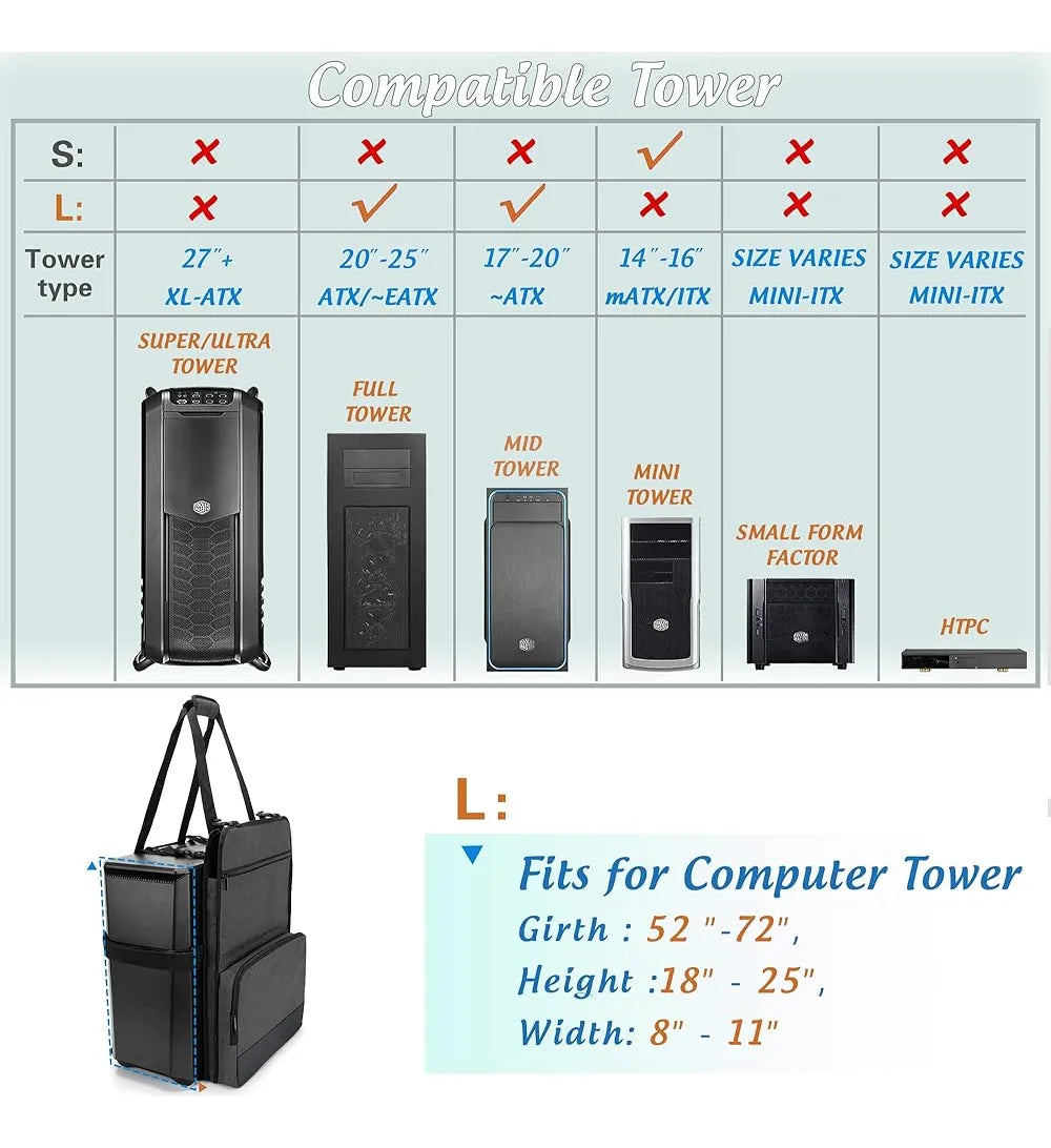 Trunab Pc Tower Correa De Transporte Con Asa, Estuche De Tra Black-2
