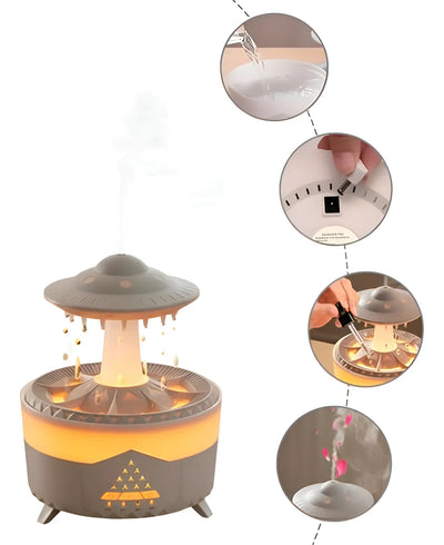 Humidificador Difusor Lluvia Con Control Remoto 350 Ml - Blanco