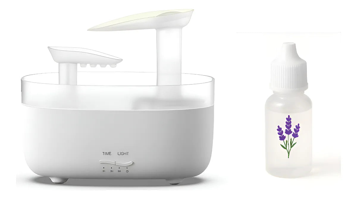 Humidificador De Aromas Vapor Cascada Luz Led + Esencia - Negro