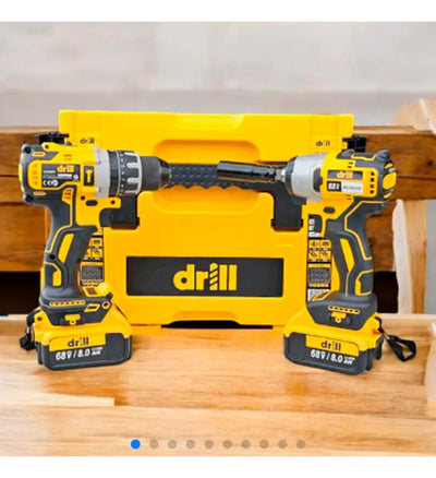 Combo Taladro Inalámbrico 13mm Y Pistola Impacto 68v - Amarillo - 50hz/60hz