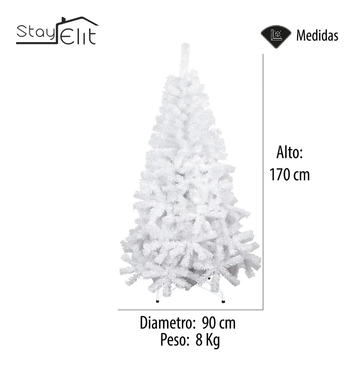 Árbol De Navidad Artificial Blanco 1.70 M Alta Calidad