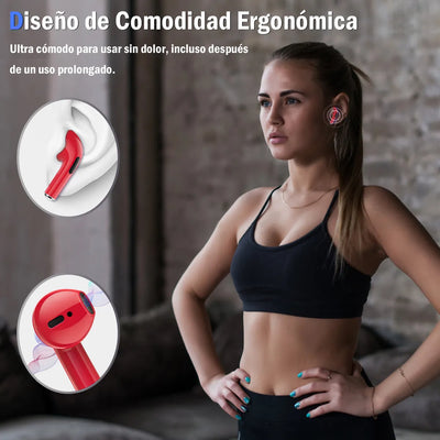 Audífonos In-ear Bluetooth Auriculares 1hora Aut119 Color Rojo