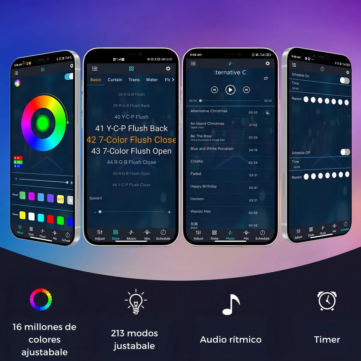 Luces Led Navideñas Efecto Arcoíris Decoración Hogar Habitación Navidad Control App Bt 10 Metros 66 Luces Marca Dosyu Modelo Bsl10