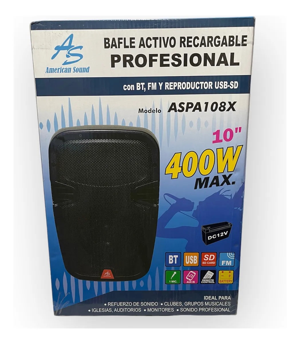 Cabina Activa De 10 Américan Sound Aspa108x Excelente Sonido Negro