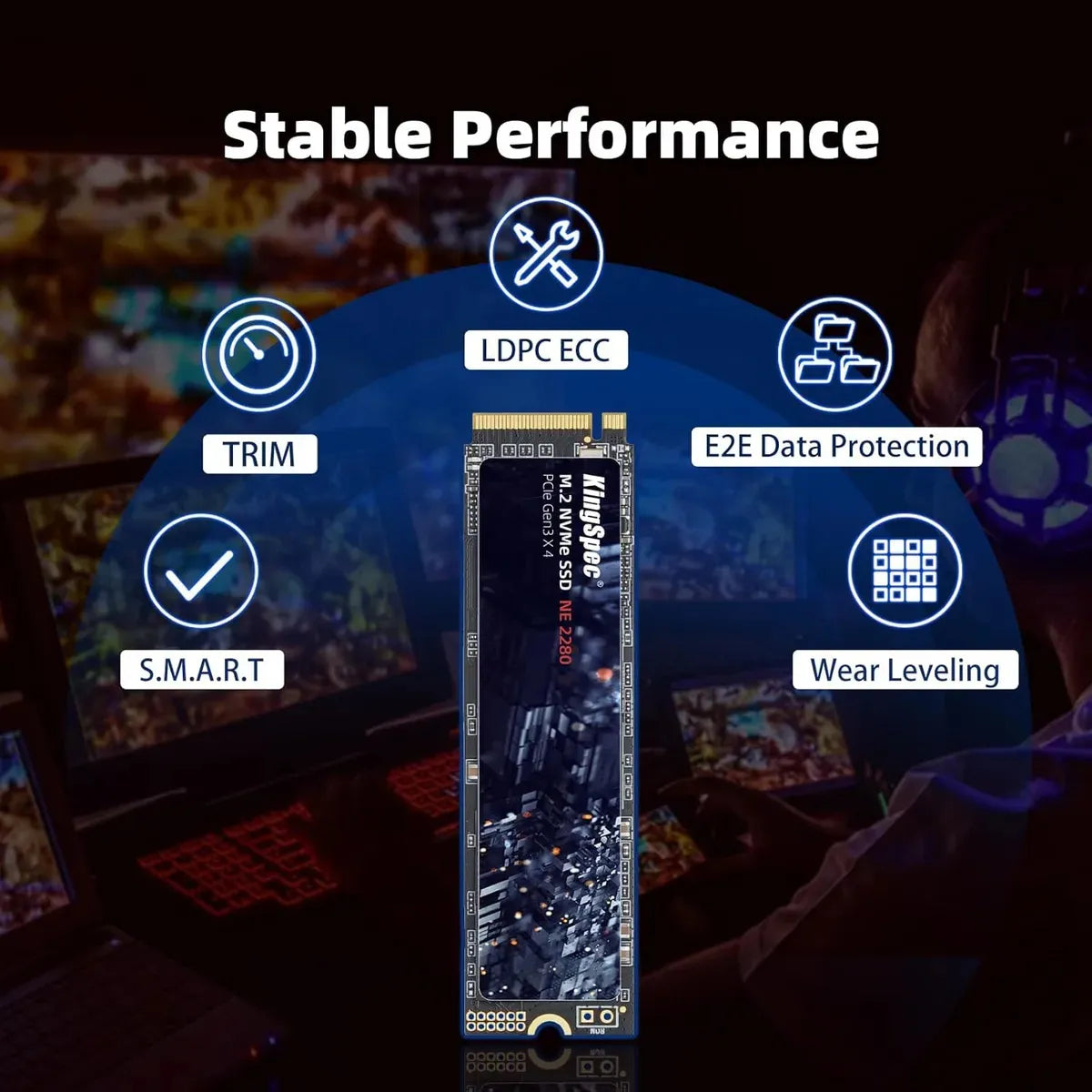 Kingspec Unidad Estado Sólido De 1tb M.2 Nvme Gen3x4 2280 Negro