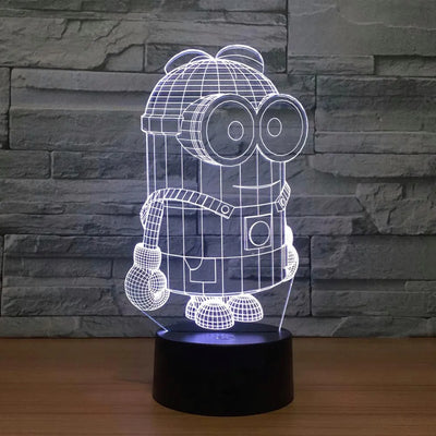 Lámpara De Noche Led 3d Minions Holograma Regalo Decoración Negro