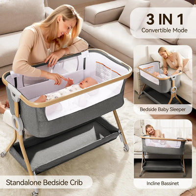 Moisés 3 En 1 Para Bebé Cuna Portátil Ajustable Y Plegable