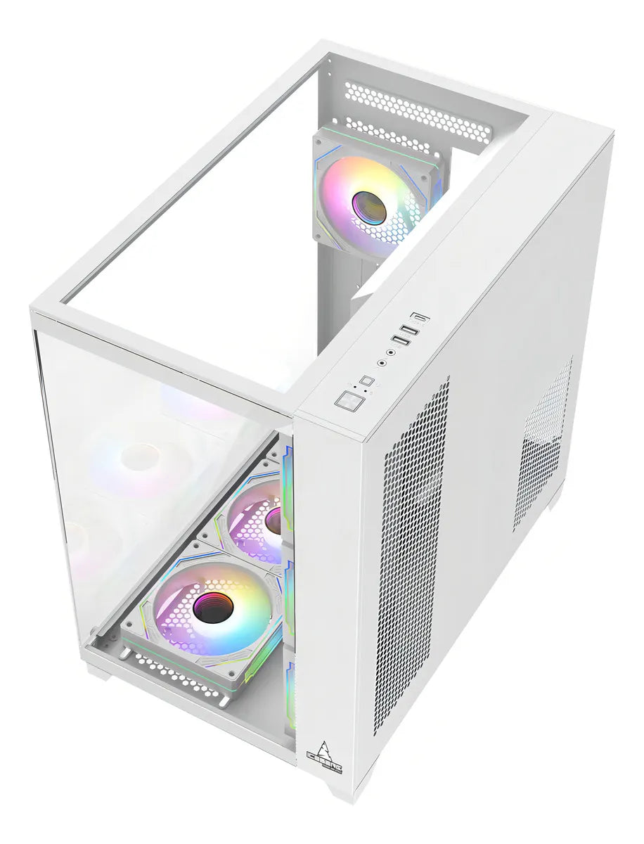 Caja Gabinete Gamer Iceberg Crystal Cube Xl 7x Fans Argb Color Blanco