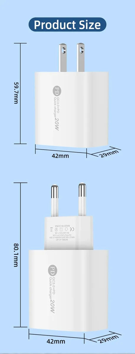 Cargador Rápido Usb Tipo C Teléfono Blanco